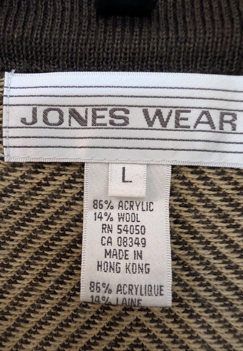 Jones Wear Taupe Herringbone Knit Zip Up Blazer and Matching Skirt - Picture 2 of 10